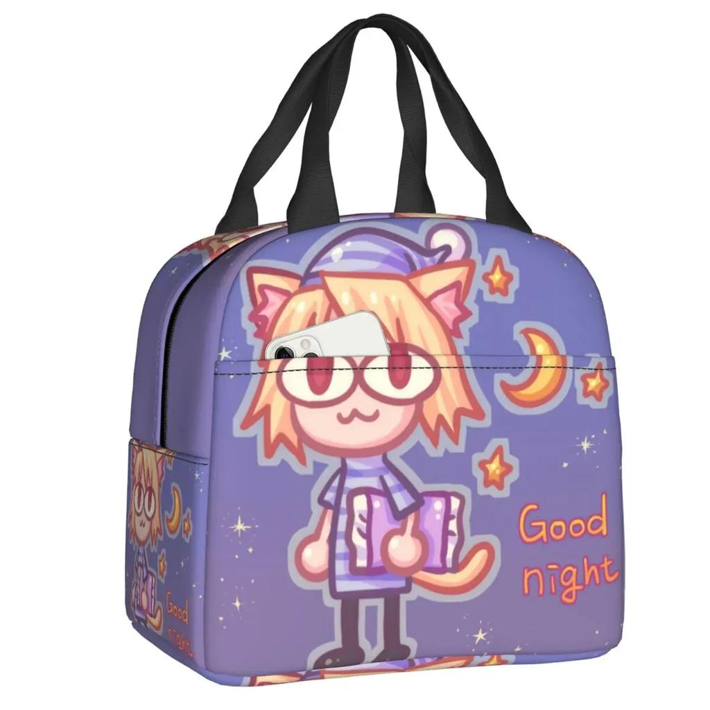 Neco Arc Cat Insulated Lunch Bags for Women Cartoon Comic Game Resuable Cooler Thermal Bento Box Work School Travel