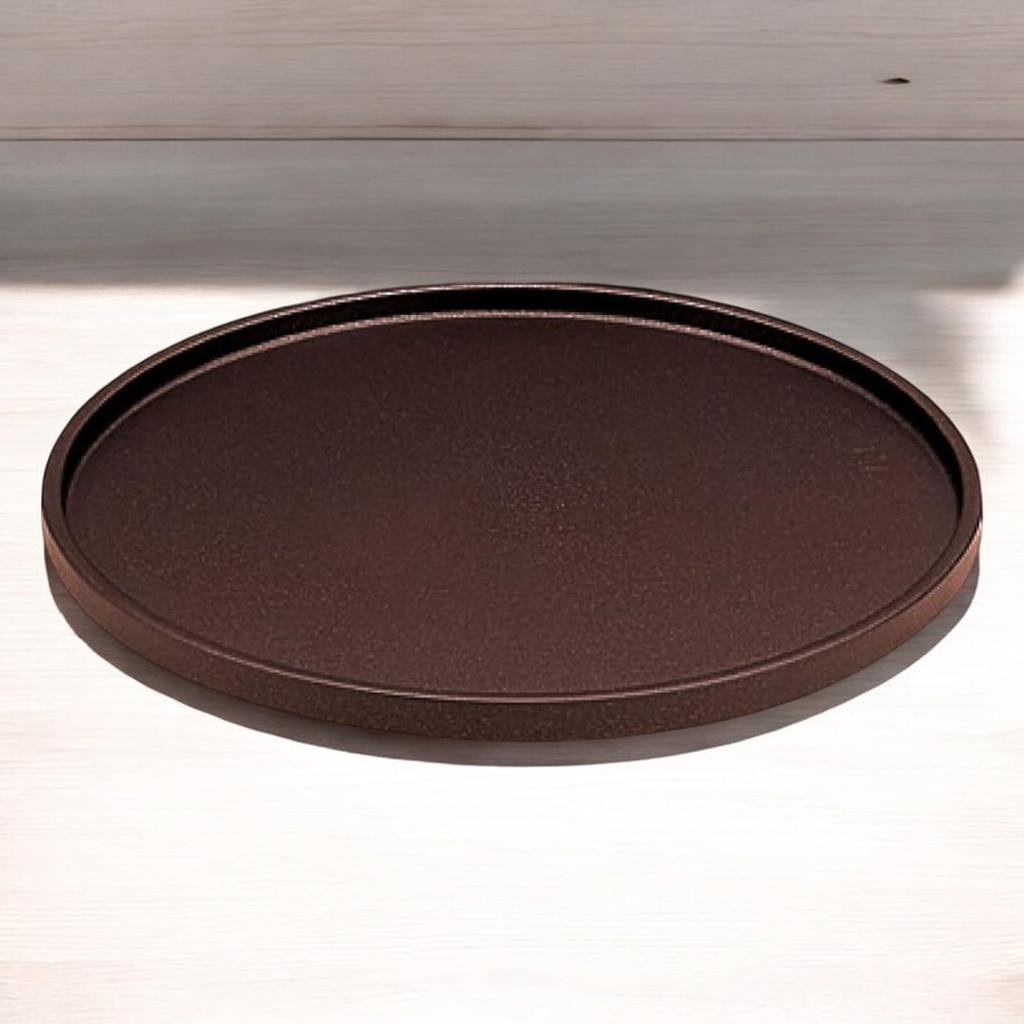 DX1 Shaku Round Tray Meta Fugen Lacquerware Made in Japan J-kitchens (Tray) Brown, Lacquer, Non-Slip, 33cm, (ABS Resin),
