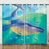 Curtain Illustration Marine Life Shark 3D Digital Printing Blackout Curtain Punching