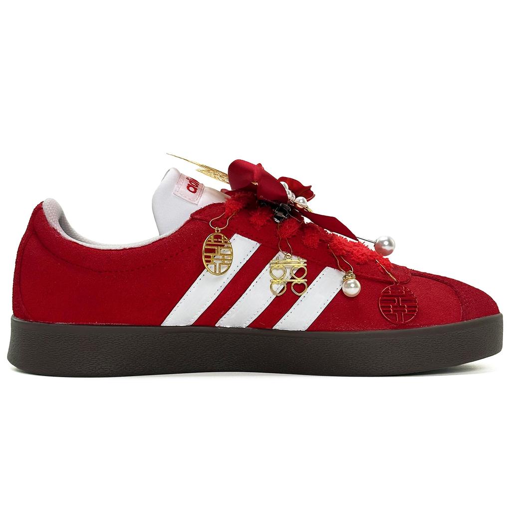 Adidas VL COURT 2.0 Lifestyle Wedding Shoes, Box Abrasion Resistant Lightweight Low top Skateboard Shoes Unisex Red HQ1802(Team20-S-BOX)