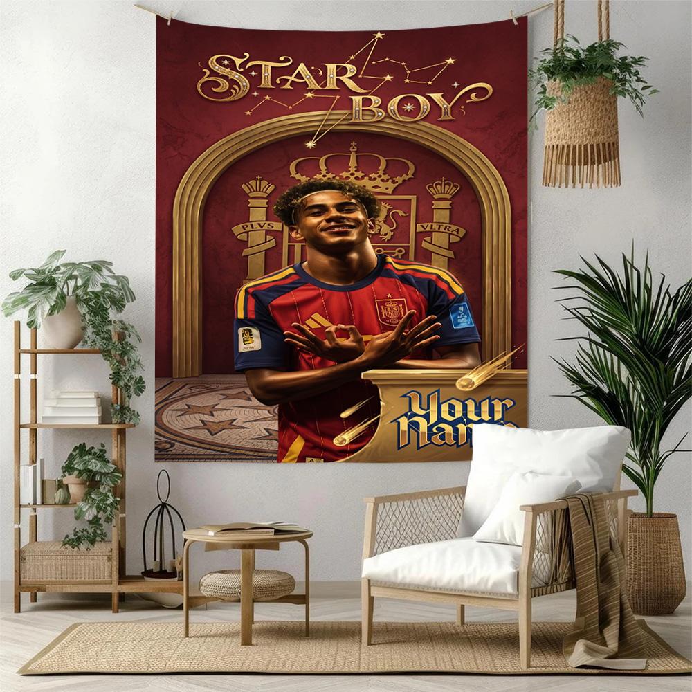 Lamin Yamal Custom Your Name Wall Decor Tapestry Art For Pet Memorial Birthdaywedding Party Backdrop Family Gift