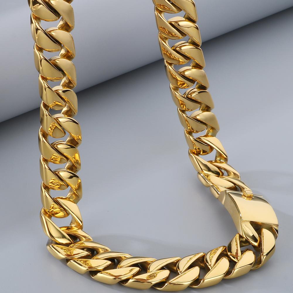 Men's Stainless Steel Cuban Link Chain Necklace Hip Hop 20MM Width Rope Choker for Man Punk Rock Gothic Streetwear Jewelry Gift