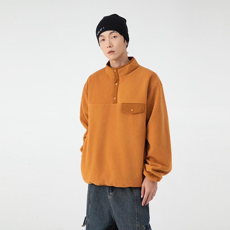 Мужская новая зимняя стильная японская уличная повседневная пара из вулканического бархата, модный брендовый свободный утолщенный теплый топ для мужчин