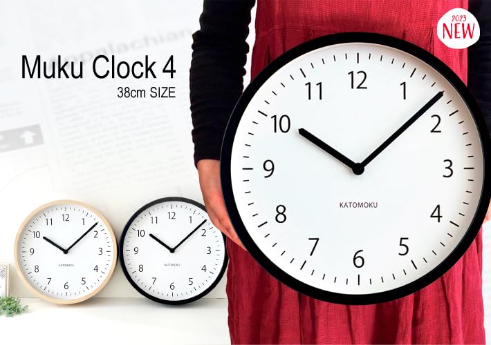 KATOMOKU Muku Clock 4 LL Black km-138BK 382mm (radio Clock)