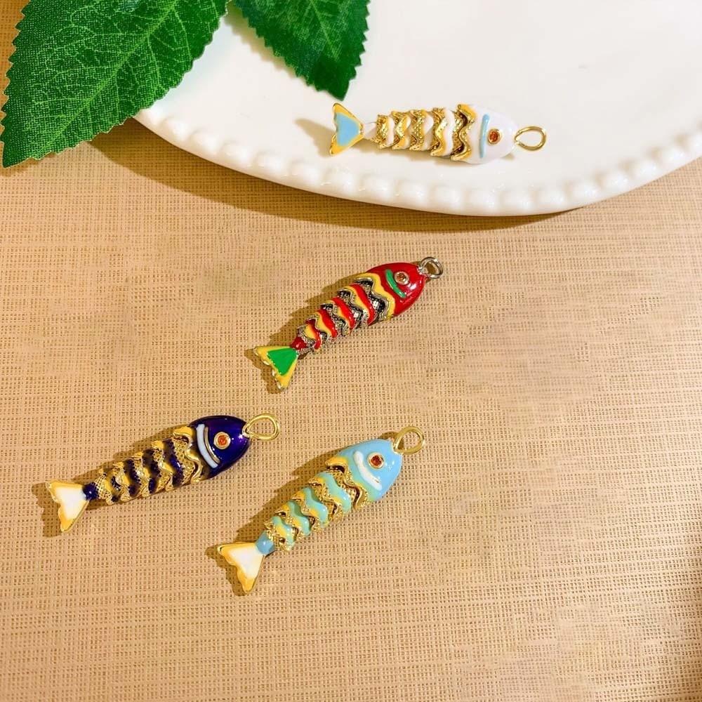 Jewelry Accessories Brass Colorful Small Koi 3D Movable Mini Metal Fish Earrings