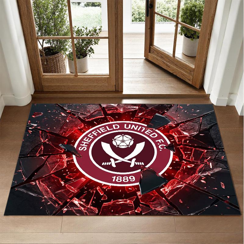 Sheffield United Football Design Crystal Velvet Rug Soft Decorative Mat for Bedroom Entrance