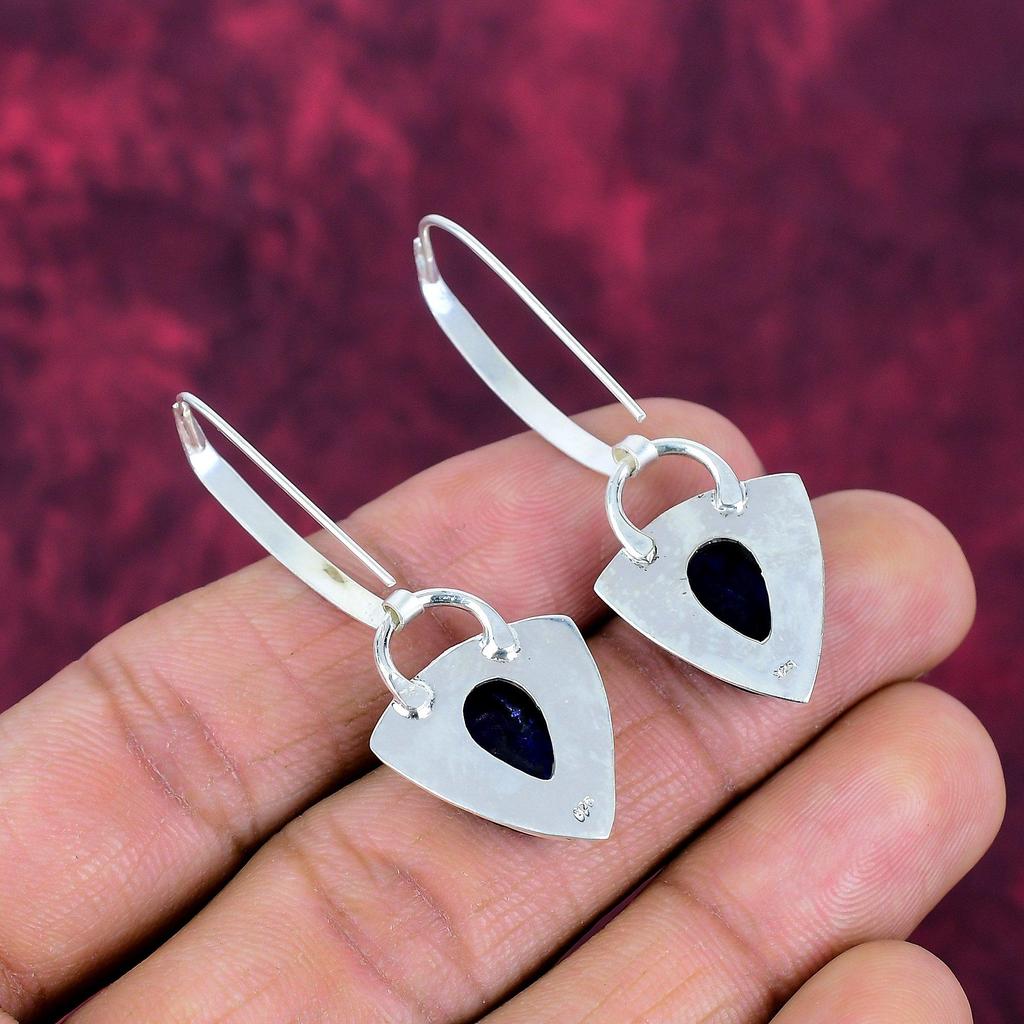 Серьги из стерлингового серебра 925 пробы с сапфиром, серьги с драгоценными камнями ручной работы, подарки для жены, абсолютно новые серьги