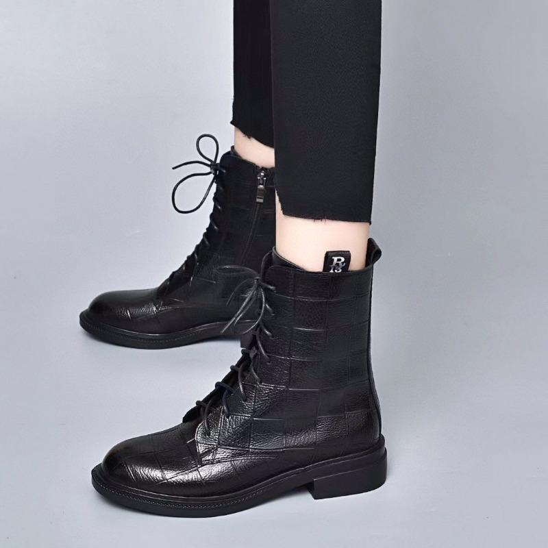 Кожаные ботинки Ботинки на плоской подошве Ботинки Martin Ботинки для байкеров