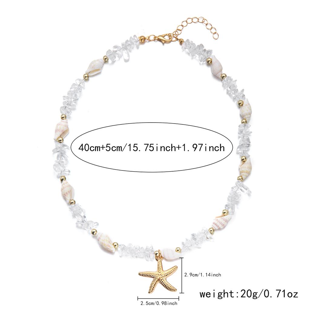Boho Cowrie Shell Anklet for Women Natural Crystal Stone Beads Gold Color Starfish Charm Foot Chain Summer Beach Jewelry Gift