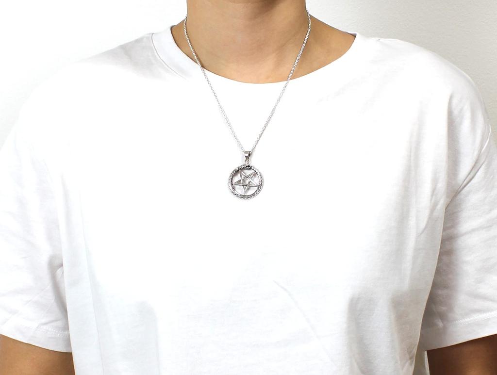 Pentagram Devil Star Star Snake Reptile Pendant Silver 925