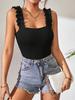 Women's Knitted Camisole Undershirt Tops Solid Color Sexy Inner Take Outside Sleeveless Jumpsuit Basic T-shirts Tank Top
