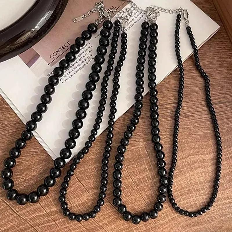 Red Black Beaded Auspicious Necklaces for Women Chinese Glass Beads Necklace Exquisite Elegant Choker Jewelry Accessories