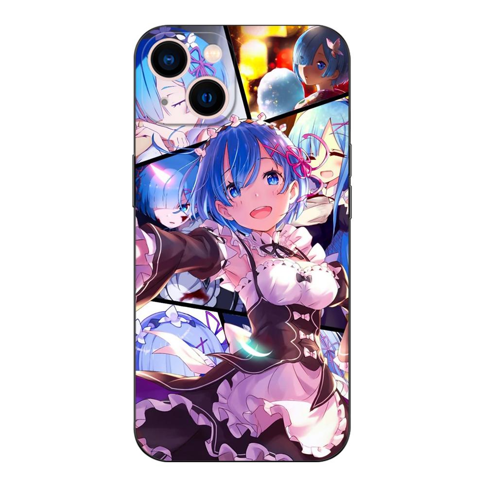 Black Tpu Case For Samsung Galaxy A50 50S A30S A10 A01 A11 A21S A31 A41 A51 A71 Cover Ram Rem Anime Cartoon