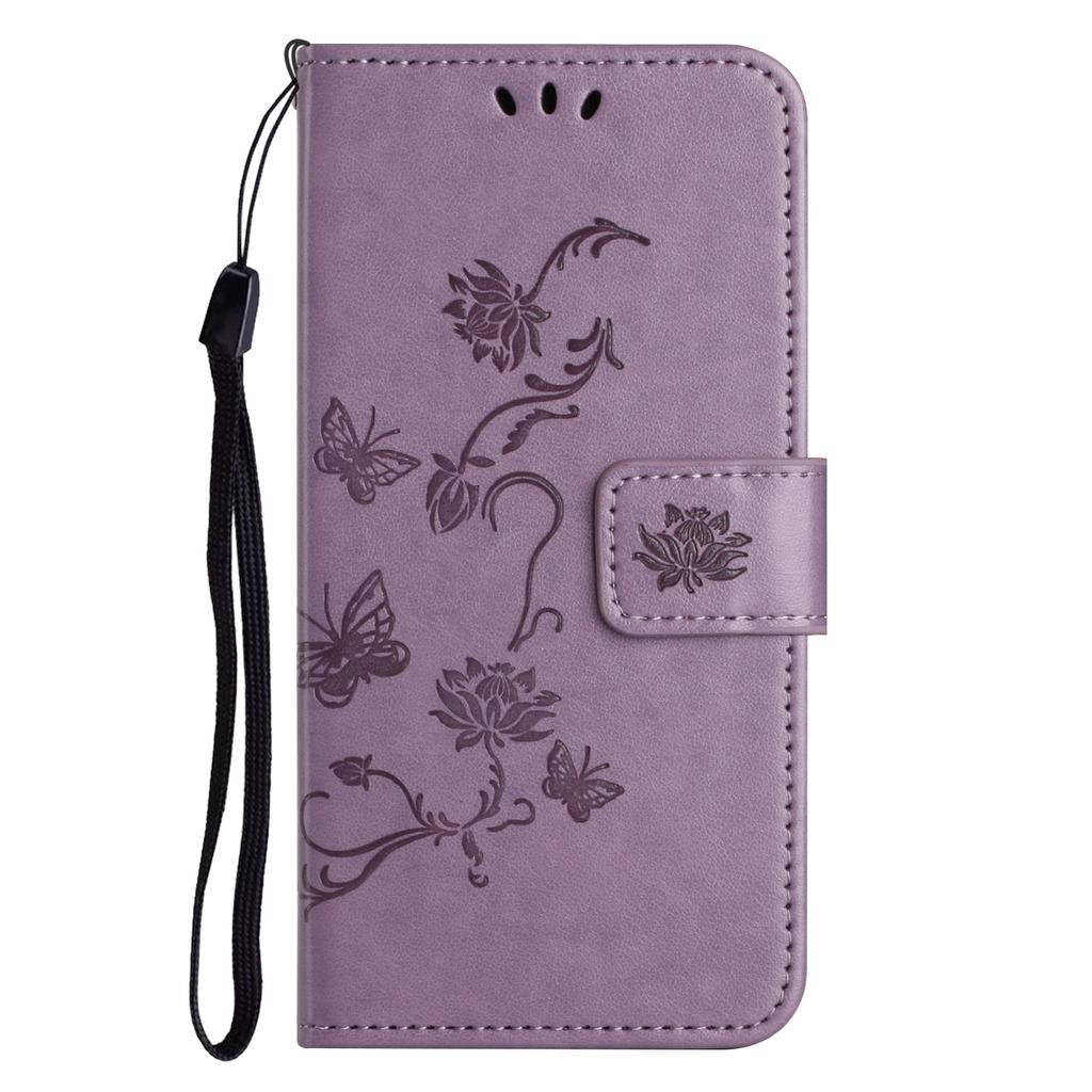 For iPhone 16 Pro Max Case Wallet Stand Butterfly Flower PU Leather Phone Cover