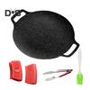 Korean Style BBQ Grill Pan for Stove Top Non-stick Round Frying Pan with Handles Pancake Griddle Pan for Indoor Cooking