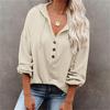 Повседневный свитер с капюшоном на пуговицах с длинным рукавом, однотонный свободный