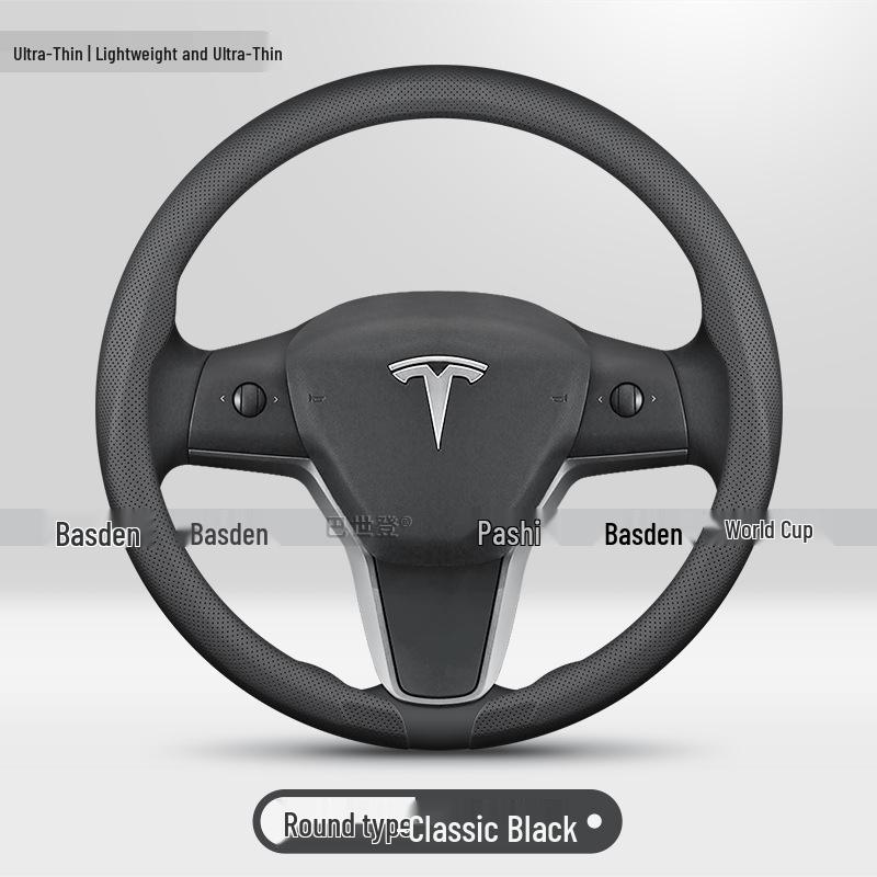 Genuine Leather Steering Wheel Cover for Tesla Model Y, 3, X, S