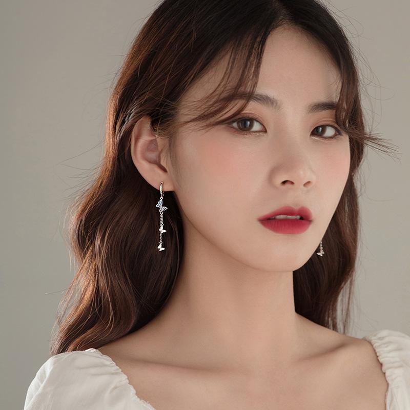 Оптовая продажа, модные очаровательные серьги-кольца из серебра 925 пробы, минималистичные бриллиантовые серьги-кольца с эффектом бабочки для женщин, унисекс, ювелирные изделия для вечеринок