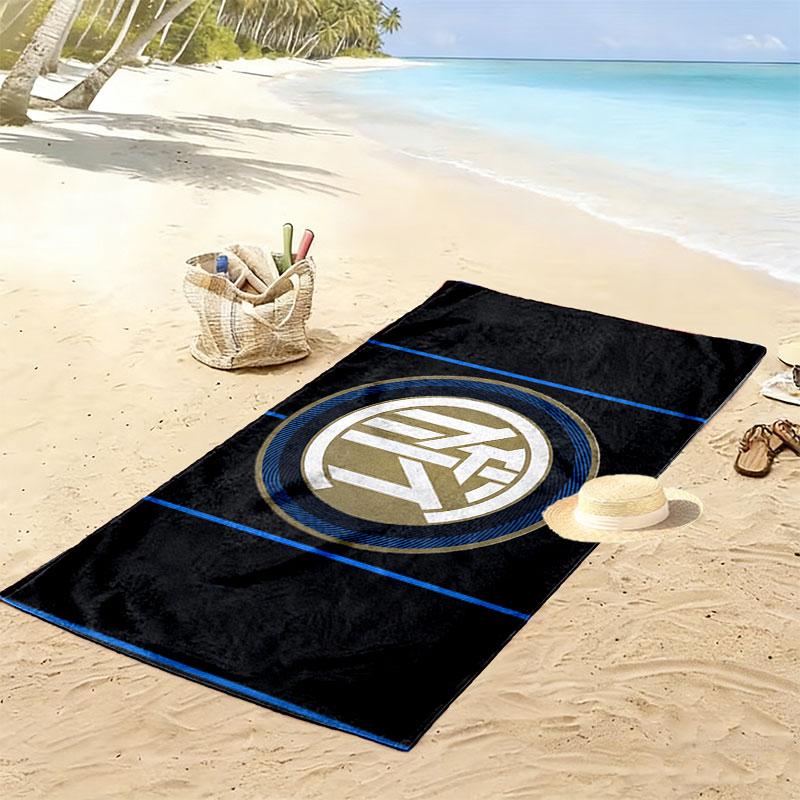 FC Internazionale Milano Print Beach Towel, Large Soft Quick Dry Towel for Beach Camping Swimming