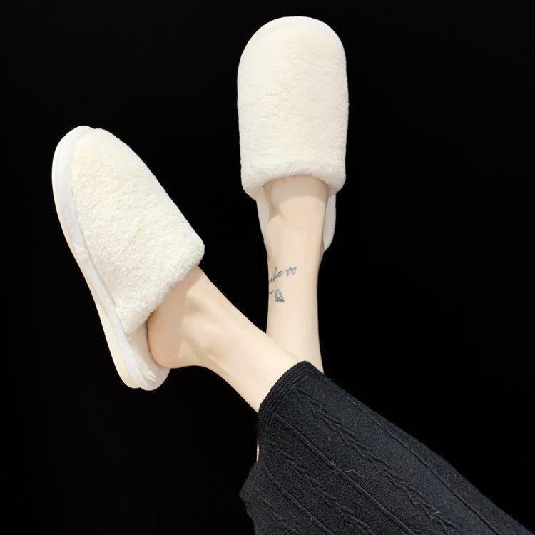 Men's and Women's New Slippers for Autumn and Winter Couples Shoes Indoor Soft Bottom Plush Cotton Drag Warm Large Size