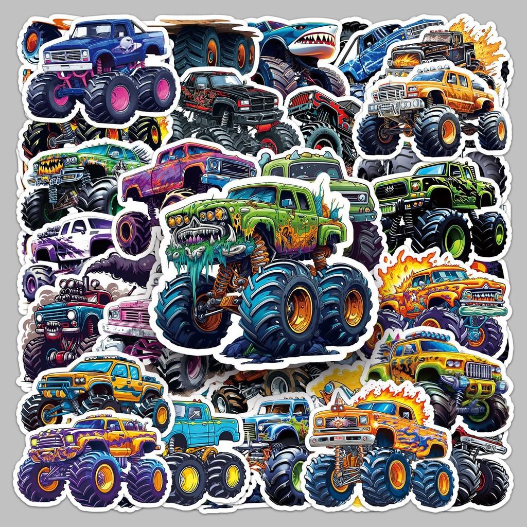 50 Pieces Monster Truck Stickers - Cool Cartoon Bigfoot Truck Car Graffiti Decals For Handbook Motorcycle Animeworlds Store