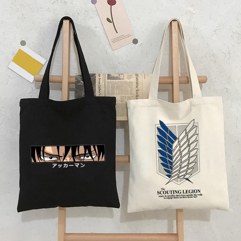 Anime Attack On Titan Fashion Punk Shopper Bag Harajuku Large Capacity Gothic Teenager Tote Bag Vintage Casual Women Canvas Bag