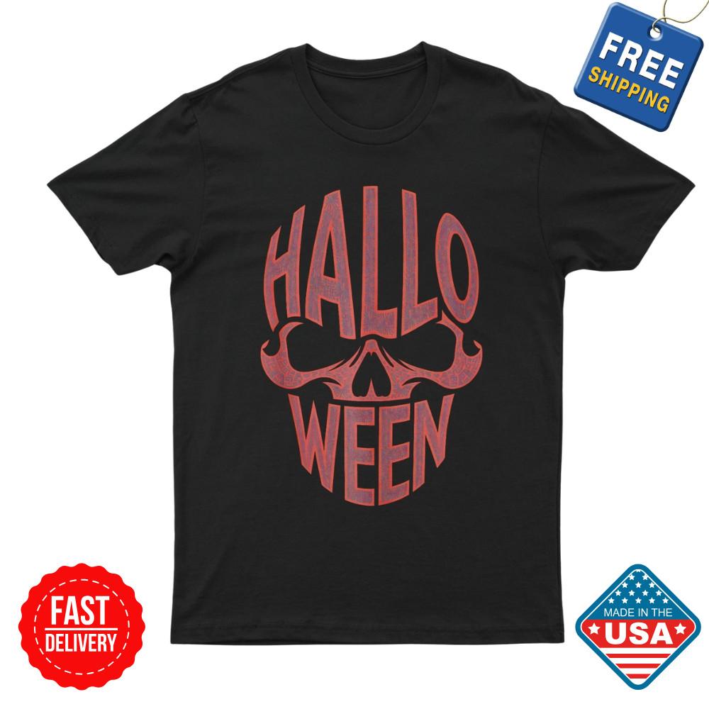 Halloween Costumes Skull Typography Graphic Creepy Spooky T-Shirt Unisex Reprint Unisex T-Shirt