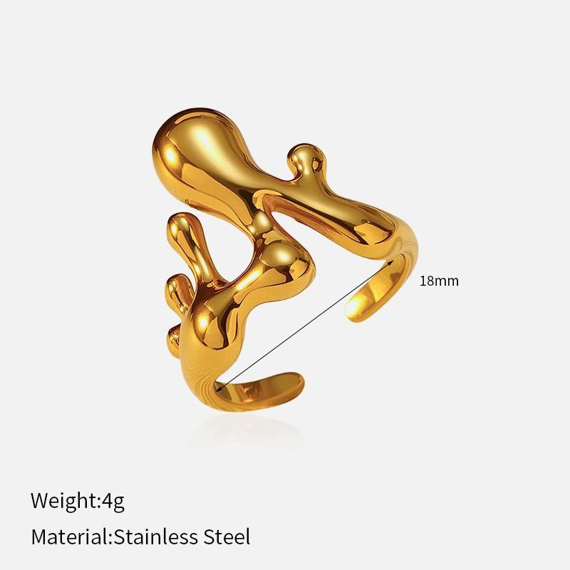 European and American fashion influencer bestseller: glossy open titanium steel ring, stainless steel plated with 18K gold, niche ring for women