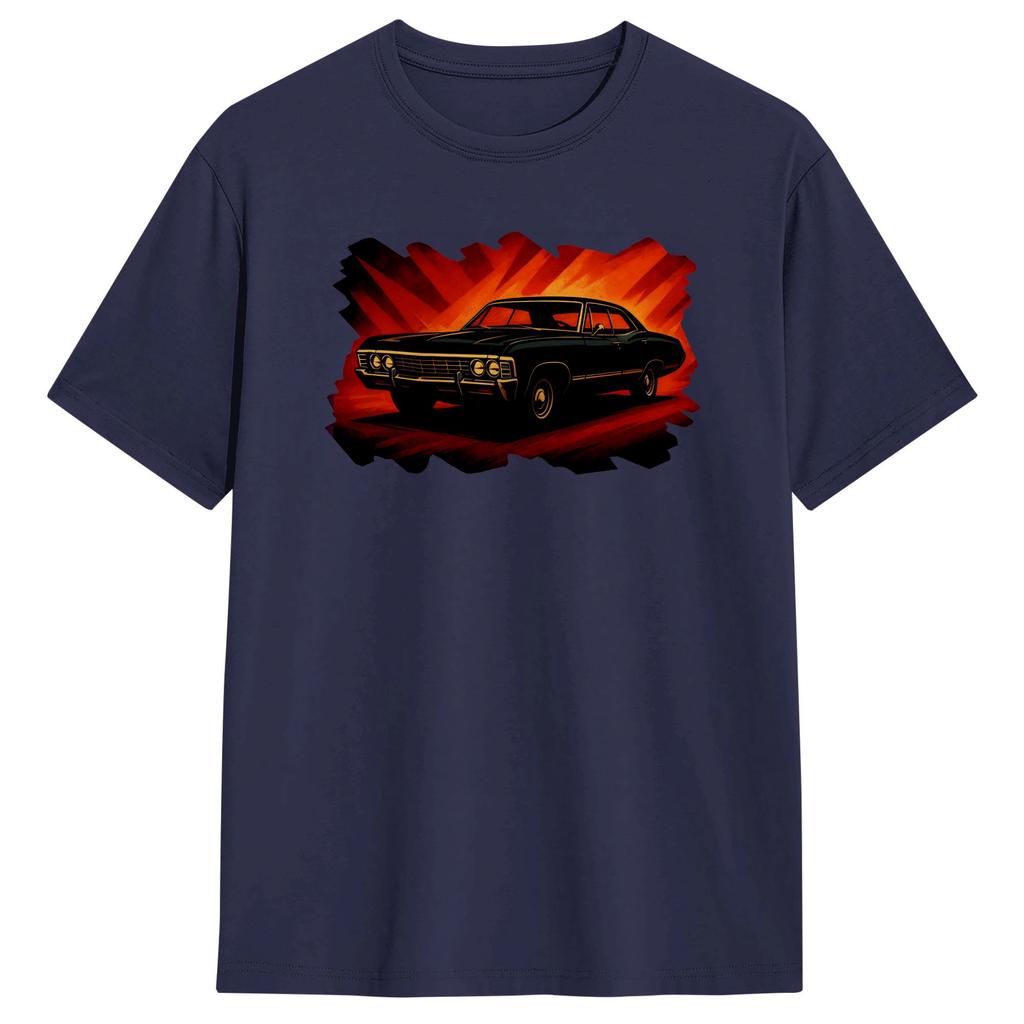 Унисекс футболка IMPALA SPN Impala Supernatural Винтажная Хлопковая Футболка с коротким рукавом Футболка с круглым вырезом Одежда Летняя