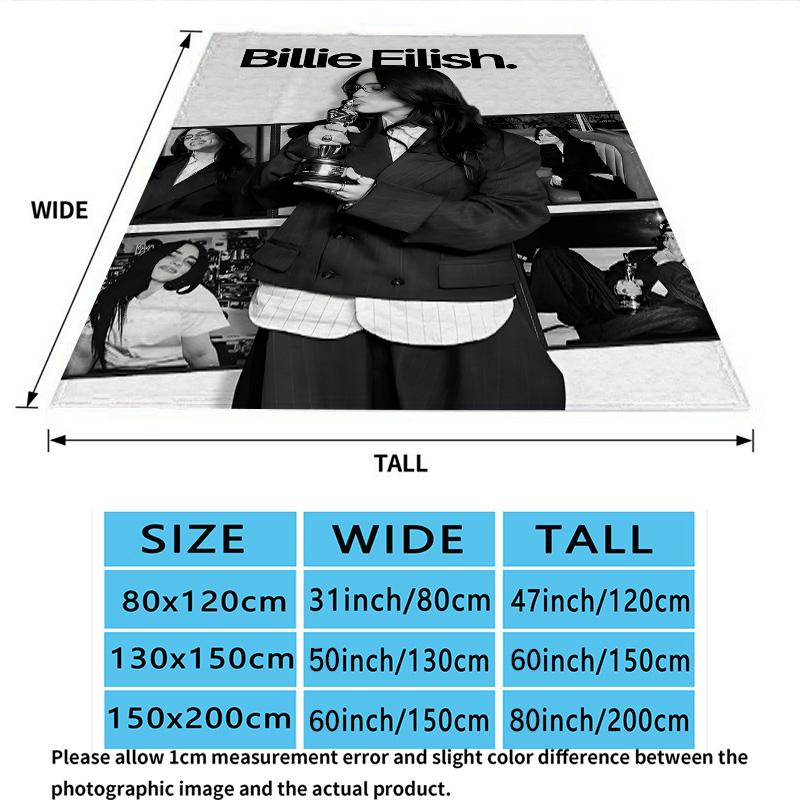 1PC Billie Eilish Patterned Flannel Blanket Suitable For All Seasons For Home Decor Warmth And Comfort Gifts Holiday Present