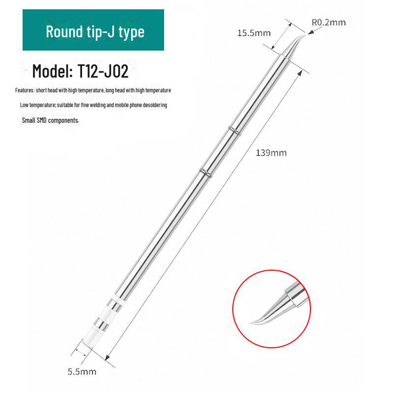 Жало паяльника T12 со встроенным нагревательным сердечником, паяльная станция с белым светом, универсальное лезвие ножа, подкова, специальное заостренное T12-K/B/I