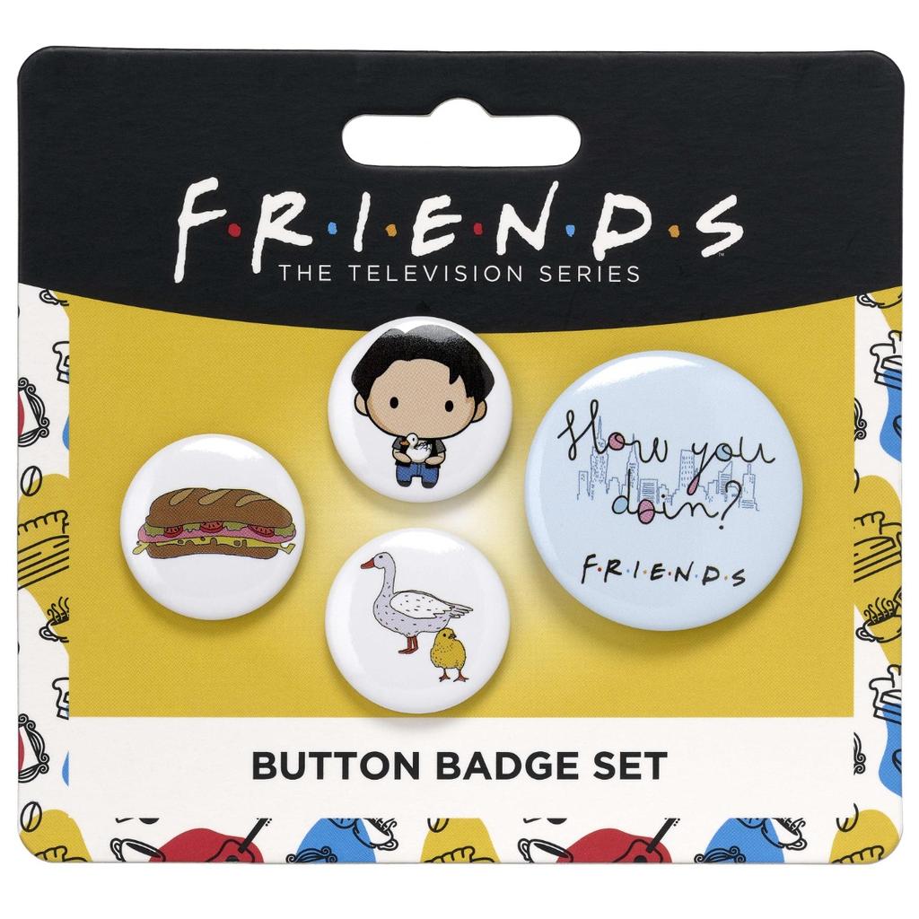 FRIENDS TV Show Set of 4 Joey Button Badges Multi