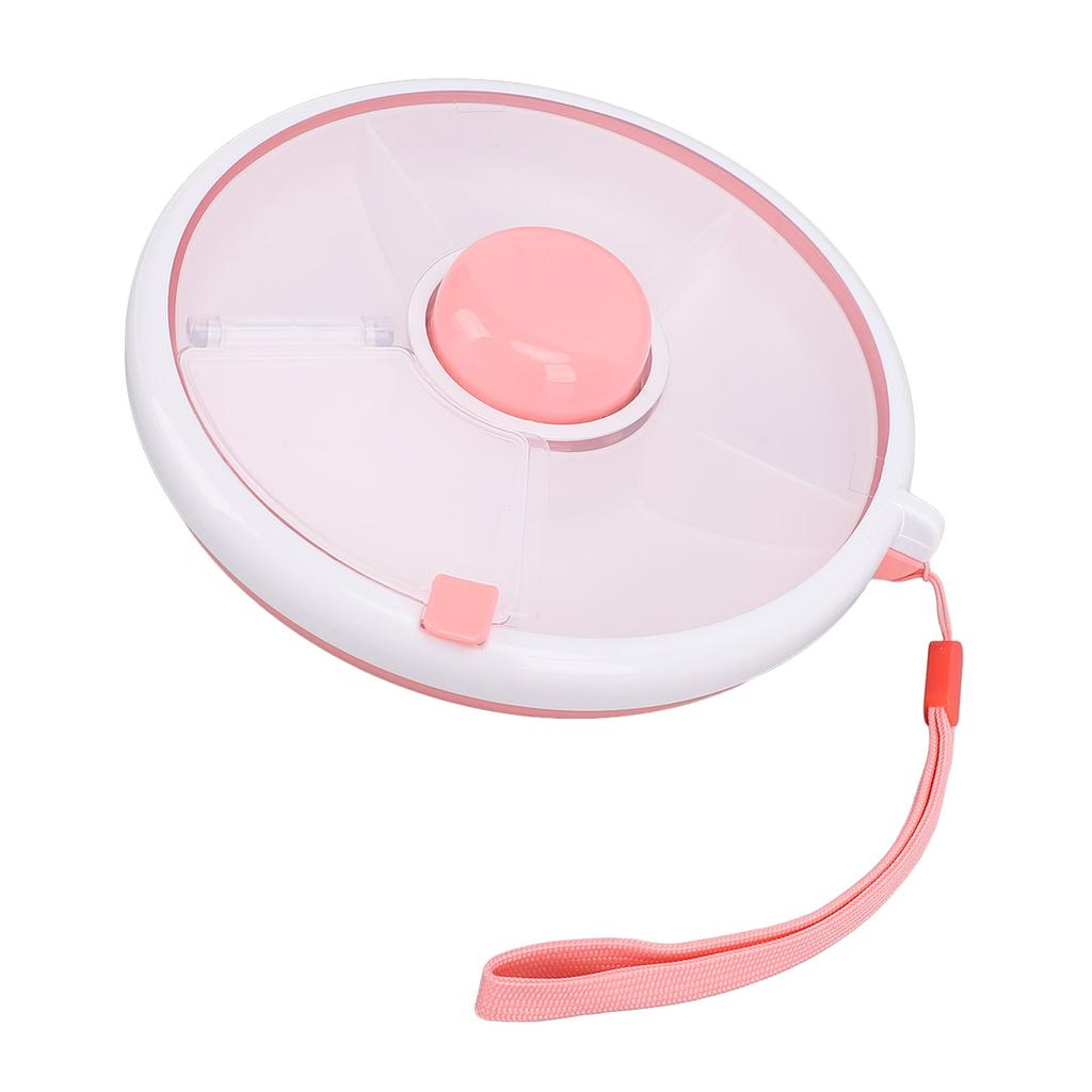 Snack Rotating Container with Lid 5 Compartment Dispenser Leakproof Spill Proof Sealing Kids Fruit