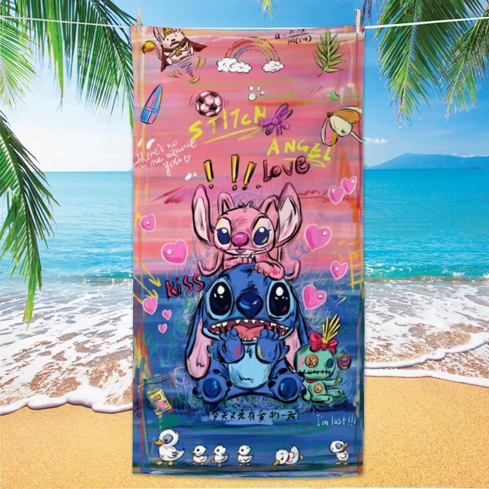 Western Anime Pattern Soft Thick Microfiber Large Towel For Children Beach Swimming