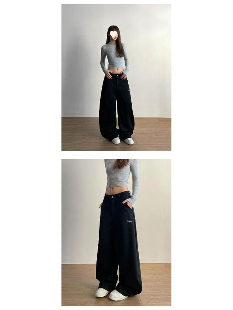 Женские свободные спортивные штаны в стиле ретро с вышивкой букв - Весенне-летние повседневные штаны силуэта полумесяца