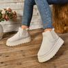 Solid Color Thick Sole,fleece,casual Comfortable Snow Boots