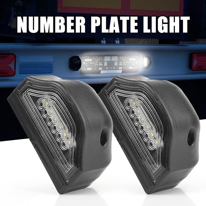 Universal 6 LED License Plate Light 12V 24V White Rear Driving Light Side Marker Lamp For Car Motorcycle Truck Trailer Lorry Van