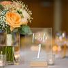 10Pcs Acrylic Wedding Table Number Sign DIY Blank Clear Display Signs with Wooden Base for Wedding Party Event Table Decoration