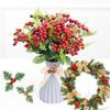 Artificial Holly Berries Mini Fake Berries Decor On Wire for Christmas Tree Decorations Flower Wreath DIY Craft Use