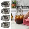 Outdoor Picnic Jar Lids Stainless Steel Mason Lids, Leak-Proof Wide Mouth Canning with Protein Shake Silicone Seal, Reusable Metal Drinking