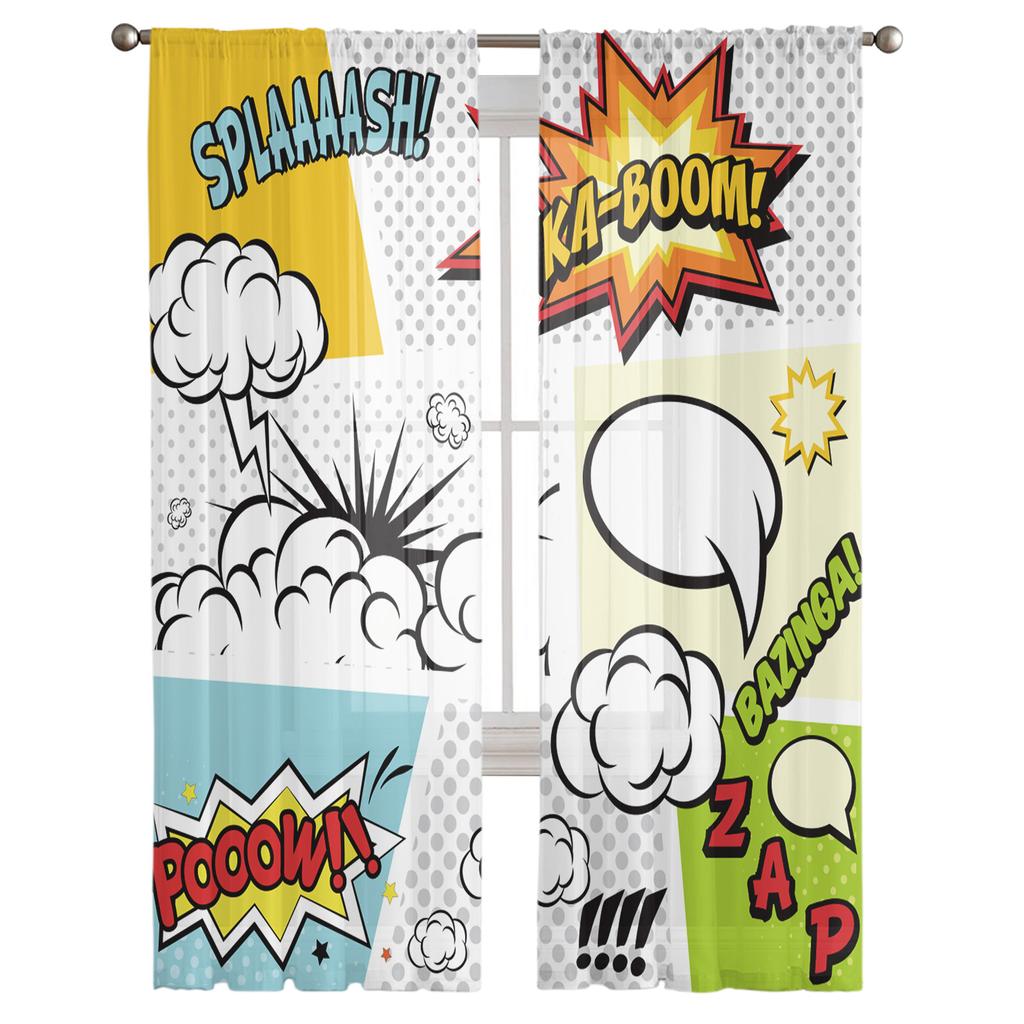 Диалоговое окно, тюлевые шторы с принтом для гостиной, прозрачная вуаль, занавеска для спальни, оконные шторы, жалюзи, домашний декор