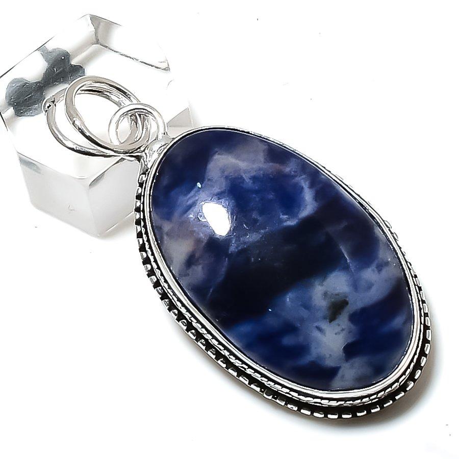 Подвеска из натурального содалита, стерлингового серебра 925 пробы, ручная работа, 2,13 дюйма, k6p93