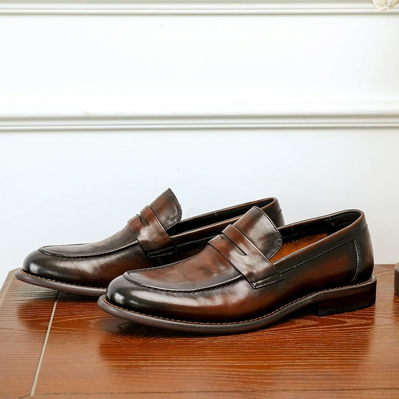 Desai Business Casual Leather Shoes First Layer Cowhead Airful Soft Sole One Pedal Loafers Men's Shoes