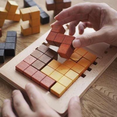 MIND BLOCKS Деревянные 3D кубики-пазлы Тетрис, Разноцветные развивающие игрушки для тренировки мозга, против старения, деменции и многого другого