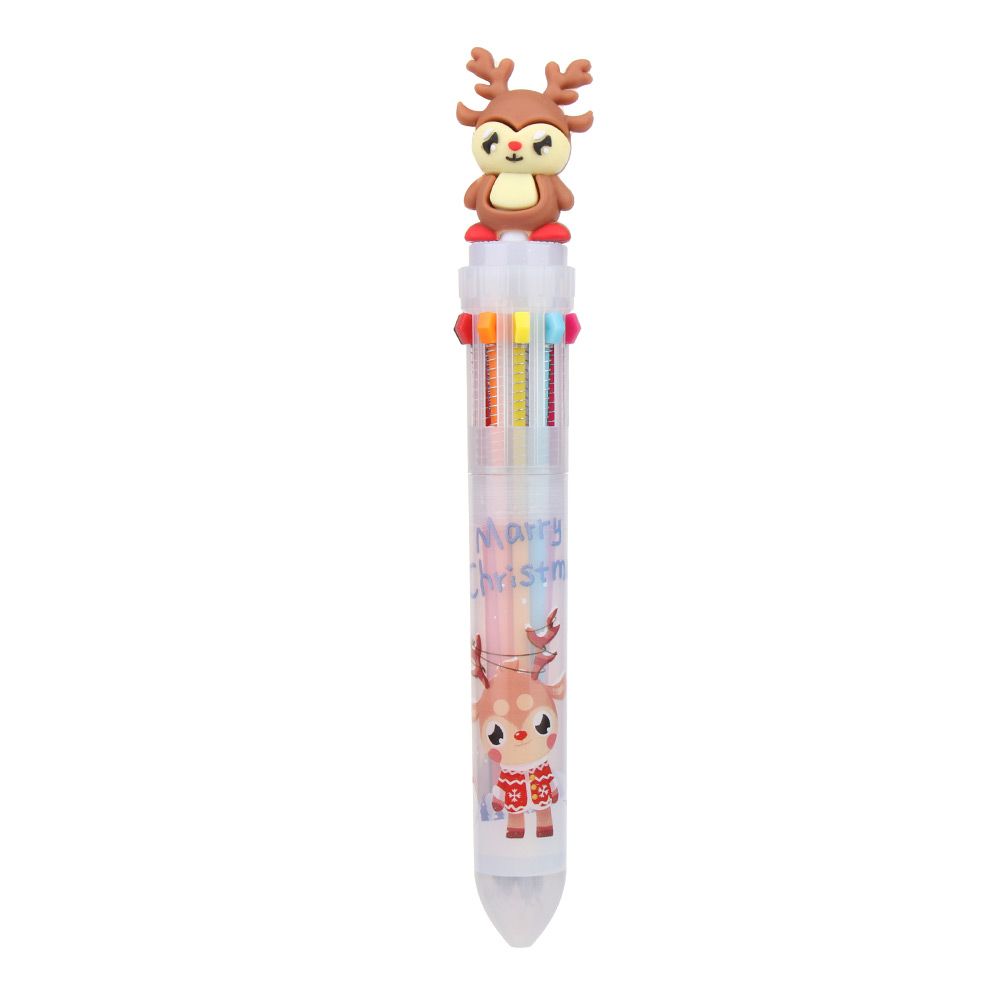 6/10Colors Cute Gifts School Xmas Stationery Merry Christmas Cartoon Ball-point Pen Santa Claus Pen