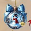 2D Christmas Ball Hanging Ornaments Wooden Ball Christmas Tree Ornament with Snow Scene for Winter Holiday Home Indoor Outdoor Decor