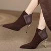 Мода Высокие каблуки Женские Ботильоны Сексуальный Острый Носок Дизайнерская Обувь Зимняя Мода Новые Туфли-Лодочки 2025 Платье Новые Роскошные Сапоги Mujer Zapatos