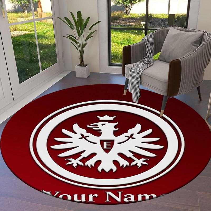Eintracht Frankfurt Custom Name Round Area Rug,Carpet Rug for Living Room Bedroom Sofa Playroom Decor,Non-slip Floor Mat