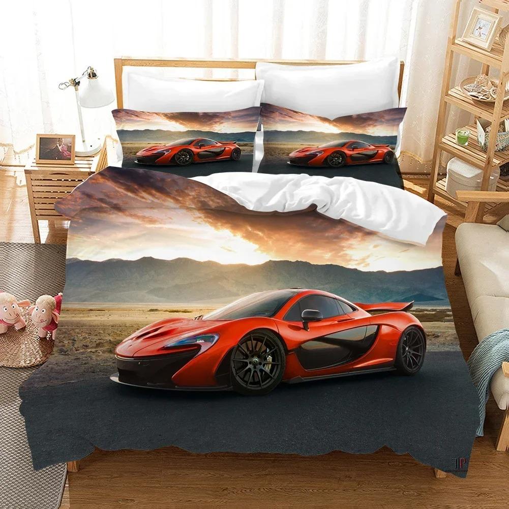 Sports Car Duvet Cover 3D Racing Car Printed Bedding Set Queen King Size With Pillowcases Men Cool Polyester Quilt Cover