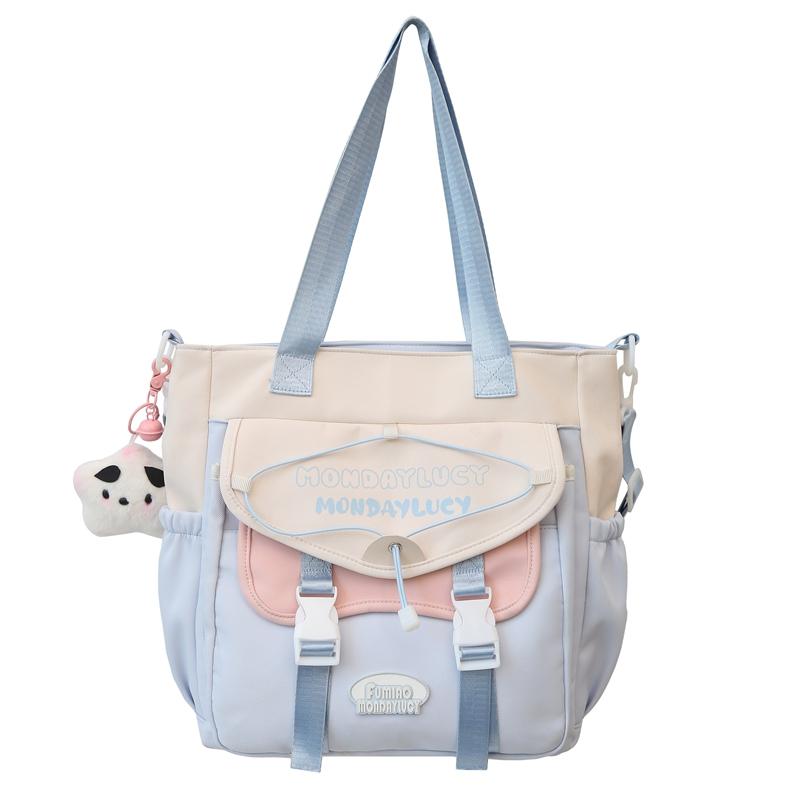 Сумка через плечо с цветными блоками, женская, большая вместительная сумка-тоут, легкая сумка, студенческая сумка через плечо